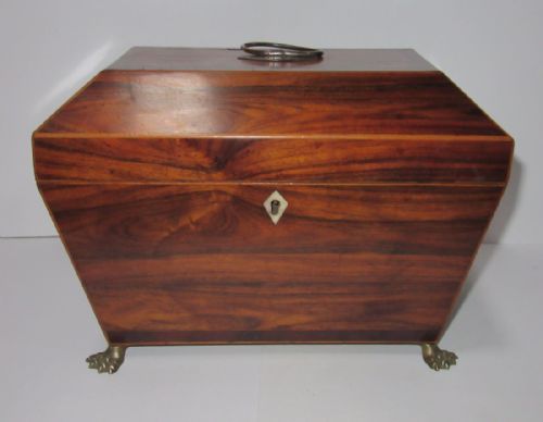 Regency Inlaid Rosewood Sarcophagus Tea Caddy