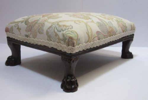 Fine Georgian Mahogany Foot Stool on Paw Feet C1800