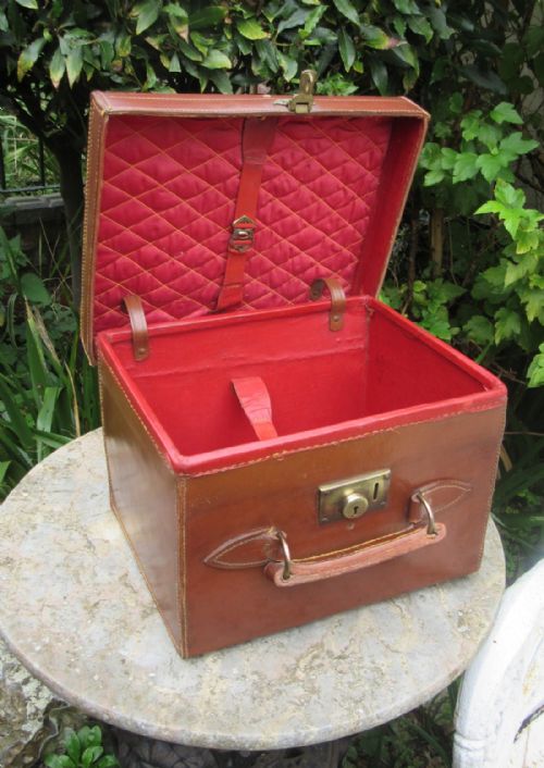 English Leather Hat Box  Circa 1910