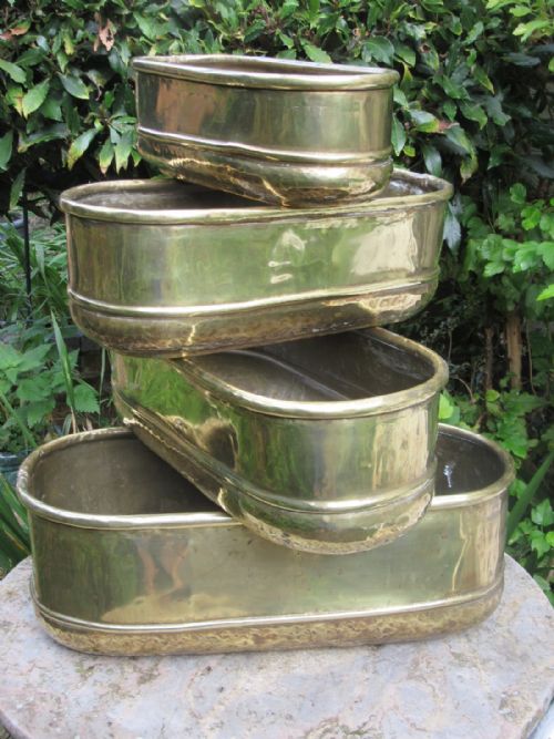 Set of Four Graduated 1920s Brass Planters