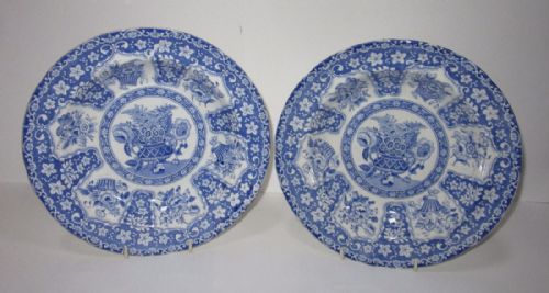 Pair of English Blue & White Transfer Printed Dishes C1840