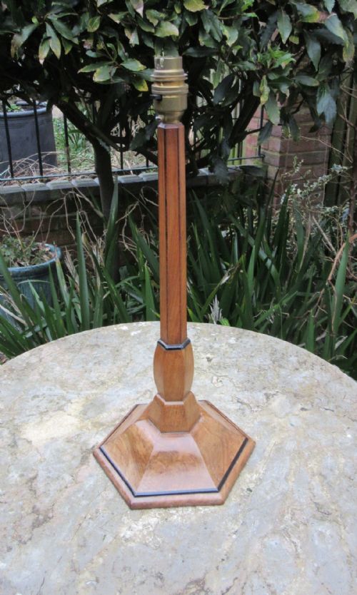 Art Deco Walnut & Ebony Table Lamp