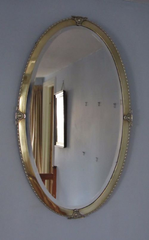 Fine Edwardian Oval Brass Mirror C1910