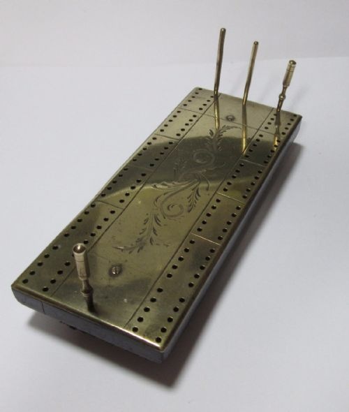 Georgian Brass Cribbage Board with Pegs C1830