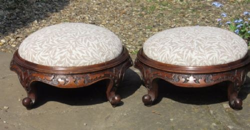 Pair of Victorian Walnut Foot Stools C1860