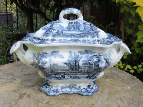 English Blue & White Staffordshire Tureen C1850