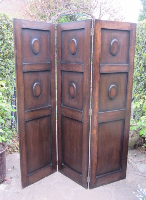 fig 1. EDWARDIAN 3 FOLD STUDDED LEATHER & OAK SCREEN