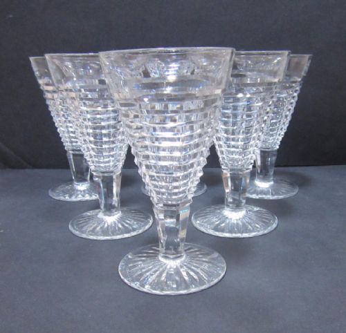 Set of Six Art Deco Cut Port Glasses