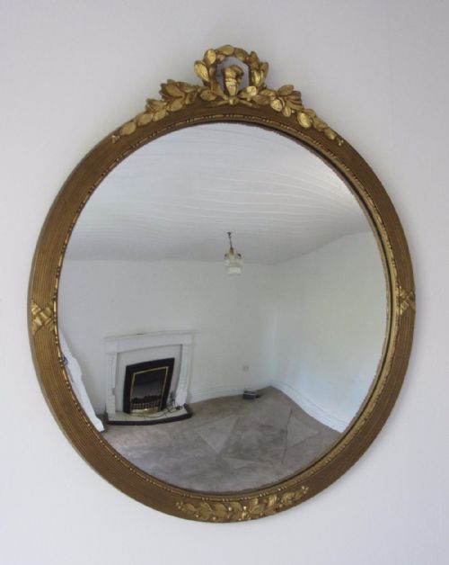 Good Edwardian Gilt Convex Mirror