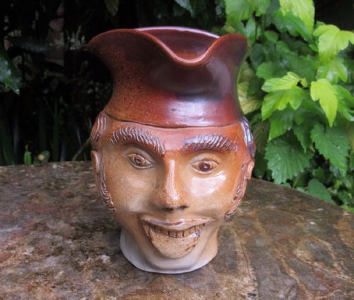 Rare Brown Stoneware Comic Character Jug C1850