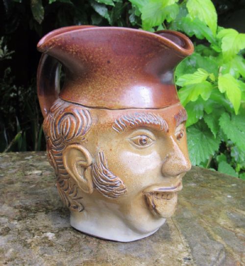 fig 1. RARE BROWN STONEWARE COMIC CHARACTER JUG c1850