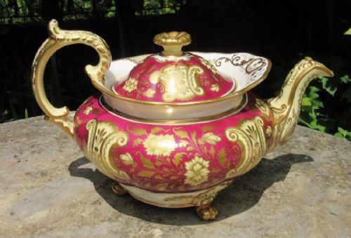 English Porcelain Finely-gilded Teapot C1840