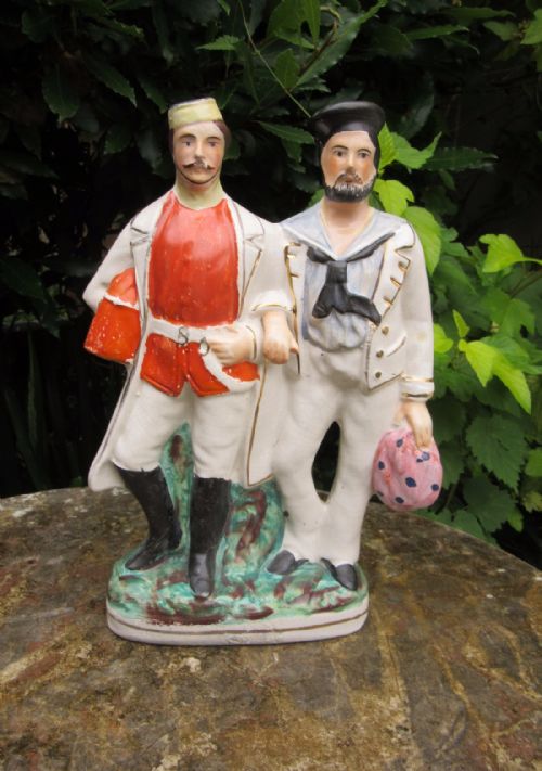 Staffordshire Figure of British Sailor & 21st Lancer River War Sudan 1898