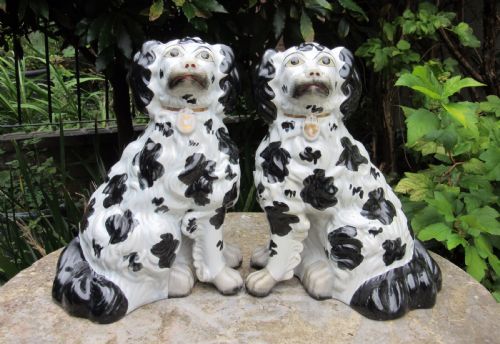 Magnificent Pair of Victorian Staffordshire Dogs C1850