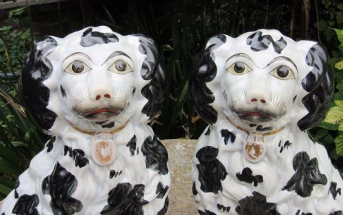 fig 1. MAGNIFICENT PAIR OF VICTORIAN STAFFORDSHIRE DOGS c1850