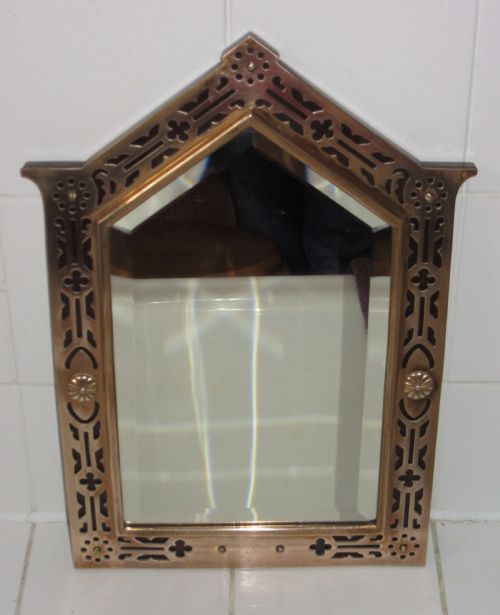 Small Edwardian Cut Brass Wall Mirror C1910