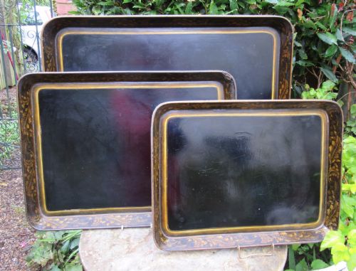 Set of 3 Regency Graduated Papier Mache Trays