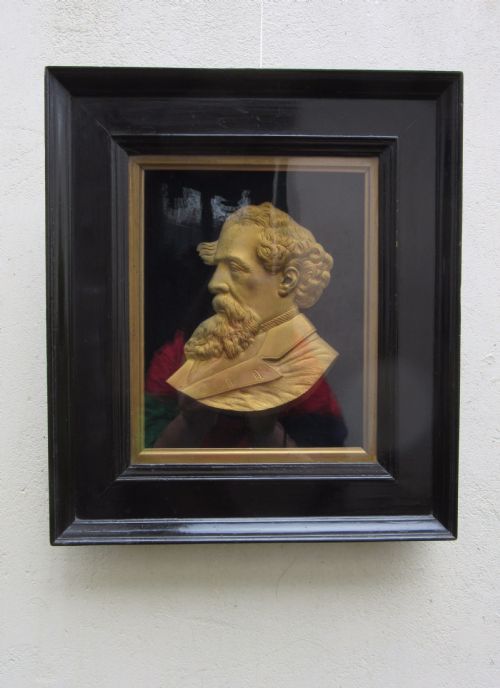 Fine Cased Ormolu Portrait of Charles Dickens C1860