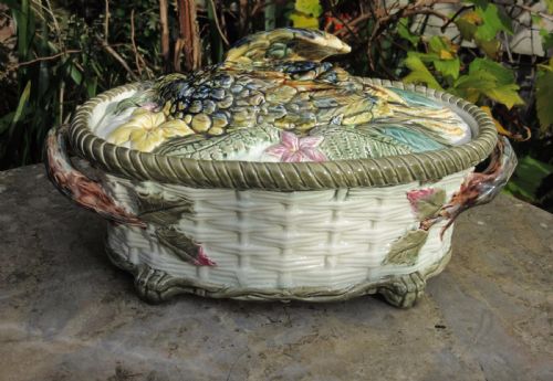 Victorian Majolica Game Pie Dish C1880
