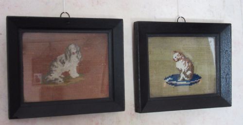 Small Pair of Georgian Woolwork Pictures C1820