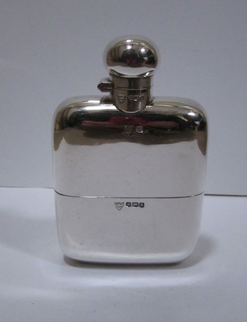 Solid Silver Hip Flask Hawksley Sheffield 1918