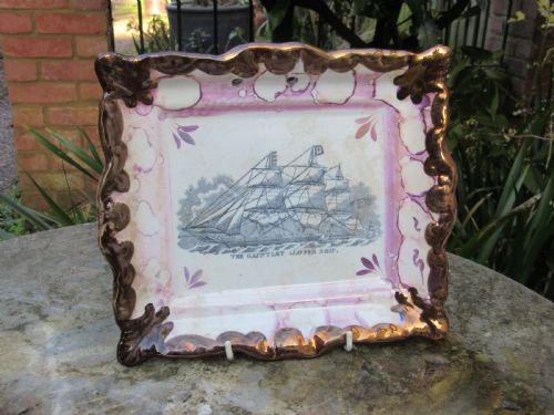 Sunderland Lustre Plaque - The Gauntlet Clipper Ship C1850