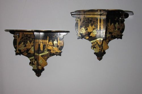 Large Pair of Lacquered Papier Mache Folding Brackets C1880