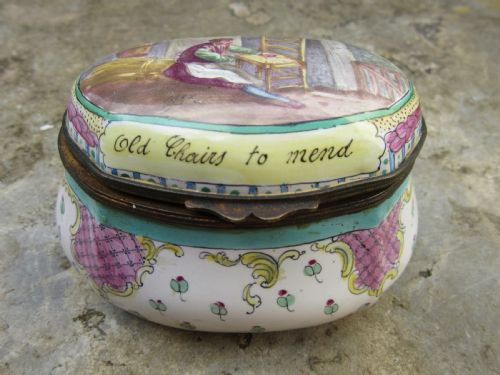 19th Century Sceaux Faience 'Old Chairs to Mend' Box