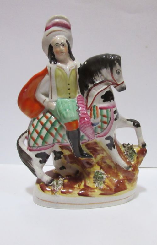 Good Victorian Staffordshire Figure of Hunter on Horseback C1860