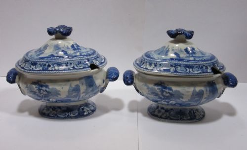 fig 1. PAIR OF HELMSLEY CASTLE YORKSHIRE SAUCE TUREENS c1840
