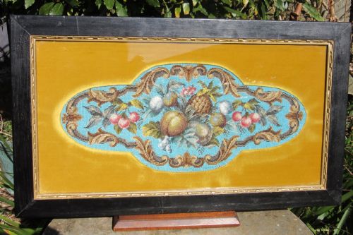 Fine Victorian Beadwork Panel of Fruit C1860