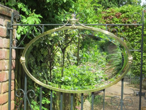 Edwardian Adam's Style Brass Oval Mirror C1910