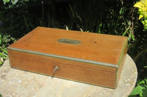 Brass Bound Oak Humidor Cigar Box C1880