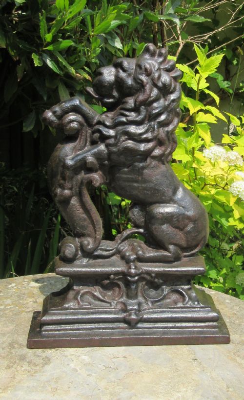 Victorian Cast Iron Lion Rampant Door Stop Door Porter