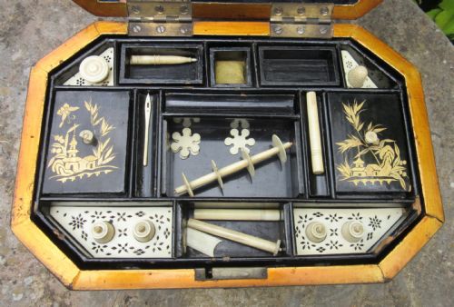 fig 1. 19th CENTURY CHINESE LACQUERED SEWING BOX