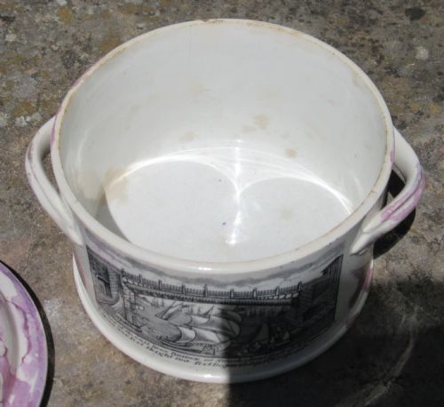 SUNDERLAND LUSTRE BUTTER DISH CAST IRON BRIDGE C1860 - ADDITIONAL PHOTO 2