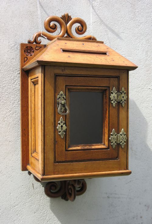 English Country House Hanging Oak Letter Box C1880