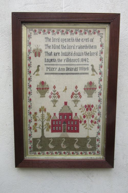 
19th Century Needlework Sampler Mary Ann Beard 1842