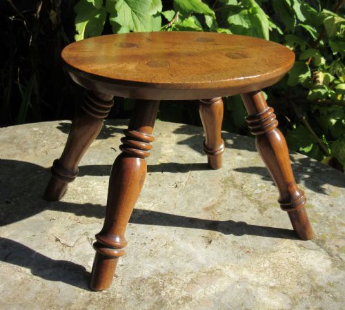 Small 19th Century Country Fruitwood Stool