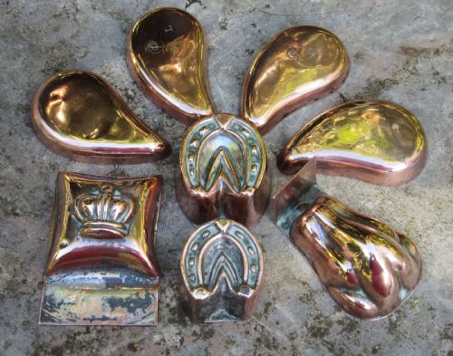 Eight Victorian Copper Aspic Moulds C1880