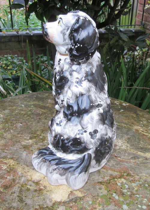 fig 1. RARE LARGE STAFFORDSHIRE BLACK AND WHITE DOG c1850
