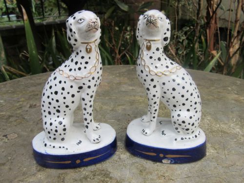 Super Pair of Victorian Staffordshire Dalmatians C1860