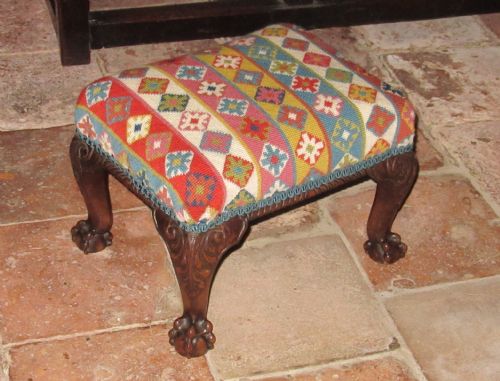 Mahogany Ball & Claw Raised Foot Stool C1900