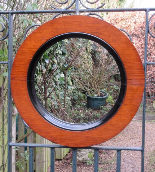 Victorian Oak Circular Wall Mirror