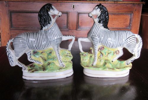Good Pair of Staffordshire Zebras C1860