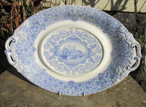 Large Tower of London Copeland & Garrett New Blanche Blue & White Stand C1840