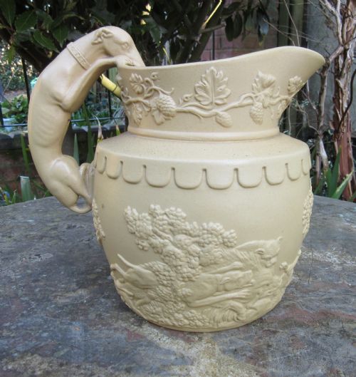 Rare J.d. Bagster Stoneware Greyhound Beer Jug C1820