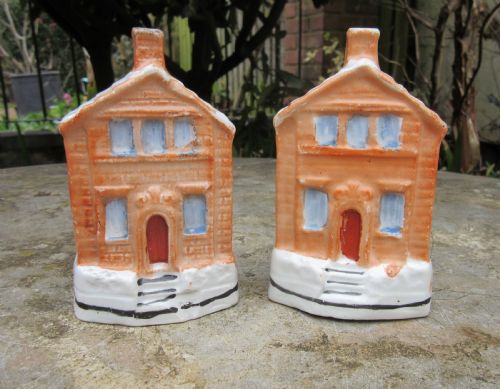 Pair of Victorian Staffordshire Cottage Money Boxes C1880