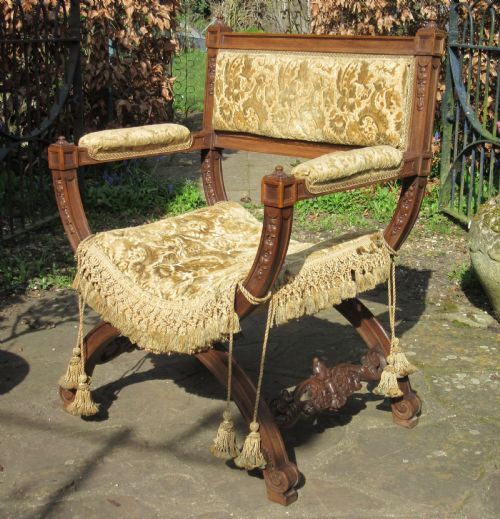 Italian Walnut X Frame Chair C1880