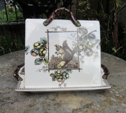 fig 1. UNUSUAL BURGESS & LEIGH SQUIRREL CHEESE DISH c1880
